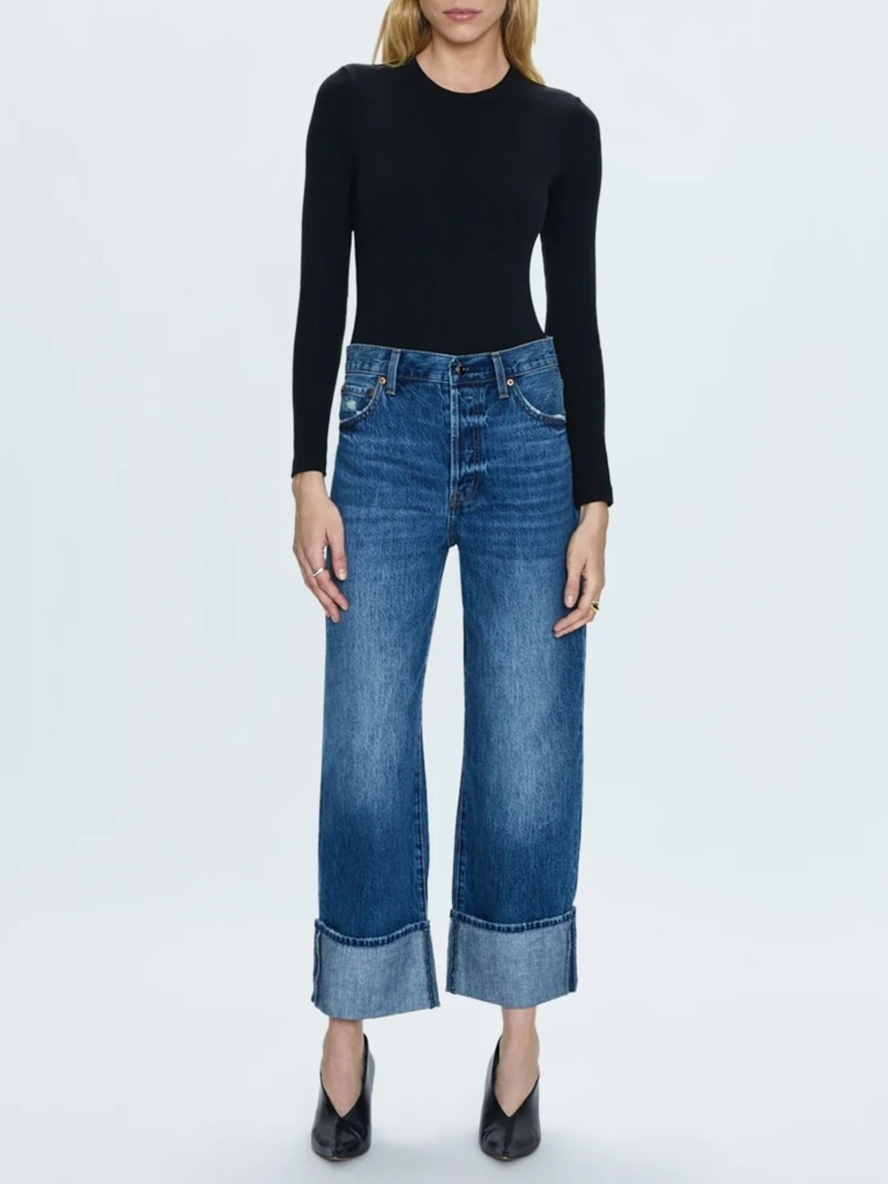 Pistola Ryder High Rise Cuffed Straight Jeans Fulton Wash 26